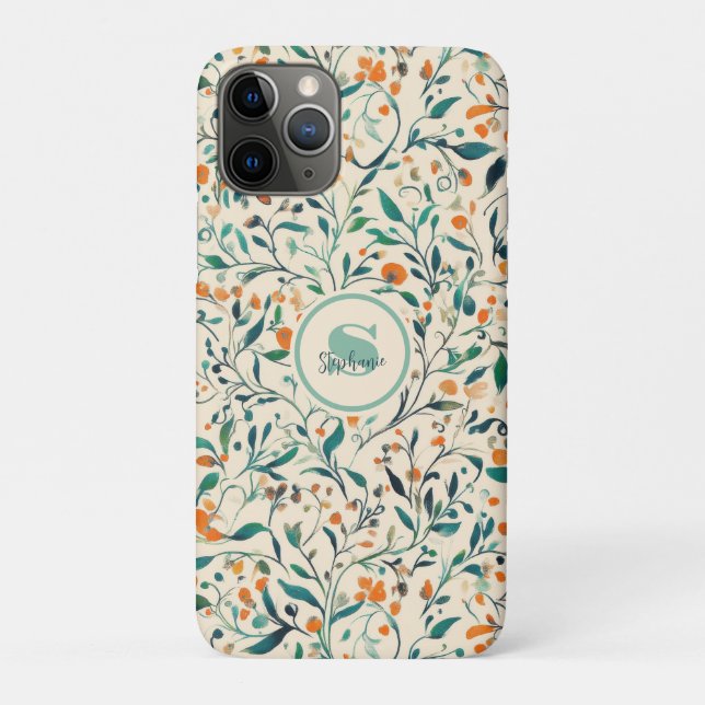 Coques Case-Mate iPhone Vert orange vine botanique printanière discrète (Dos)