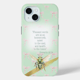 Coque Case-Mate iPhone Vert pastel girly rose noeud papillon vert Bible a