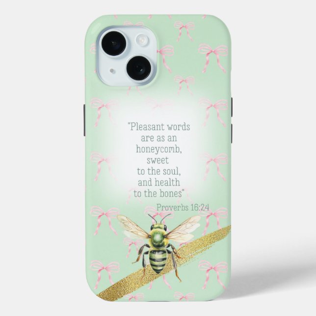 Coques Case-Mate iPhone Vert pastel girly rose noeud papillon vert Bible a (Verso)