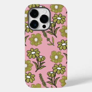 Coque Case-Mate iPhone Vert rose rétro Y2K Funky Hippie Flower Motif