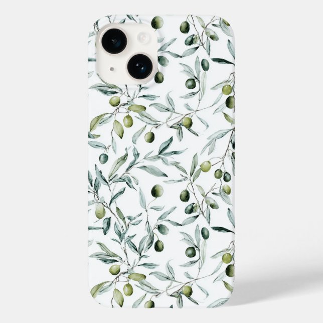 Coques Case-Mate iPhone Vert sauge aquarelle français campagne olive  (Verso)