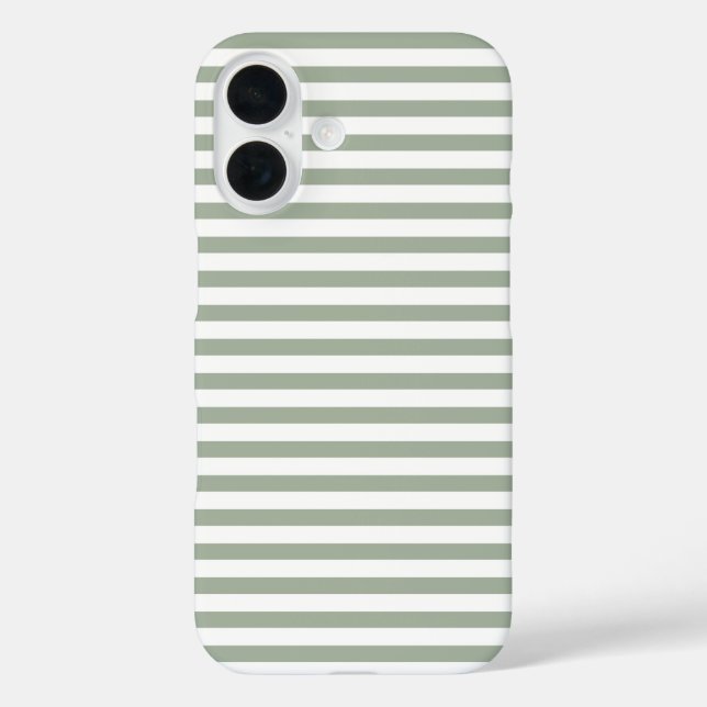 Coques Case-Mate iPhone Vert sauge et blanc rayé horizontal mignon (Verso)