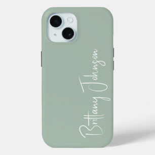 Coque Case-Mate iPhone Vert sauge monogrammé