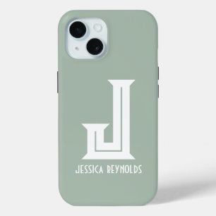 Coque Case-Mate iPhone Vert Sauge Monogramme Minimaliste
