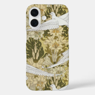 Coque Pour iPhone 16 Vert sauge vintage motif floral Dove & Lily