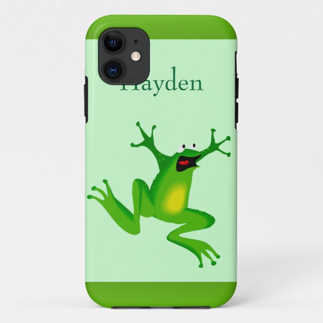 Coques Case-Mate iPhone Vert sautant de grenouille de bande dessinée (Dos)