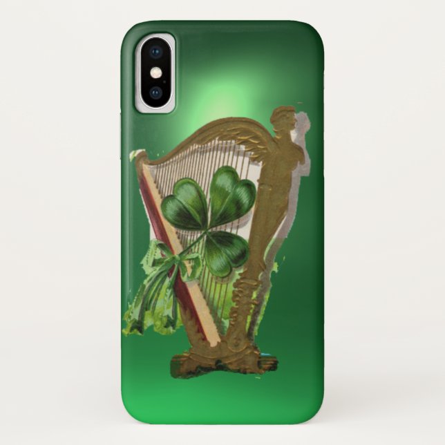 Coques Case-Mate iPhone VERT SHAMROCK HARP vert (Dos)