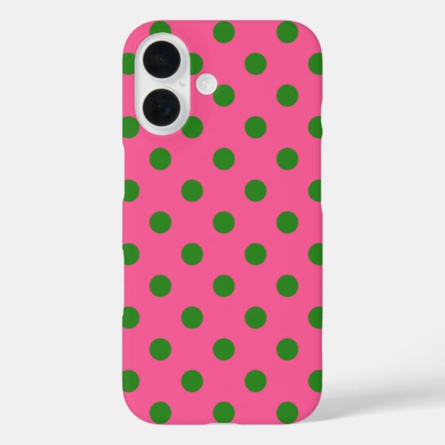 Coques Case-Mate iPhone Vert sur rose Pois Design Motif (Verso)