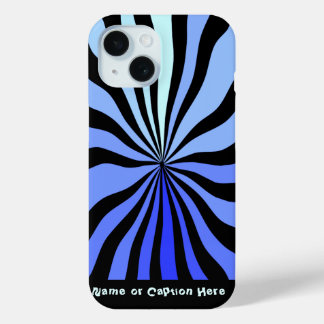 Coque Pour iPhone 15 Vertigo - Noir et Bleu - Personnalisé