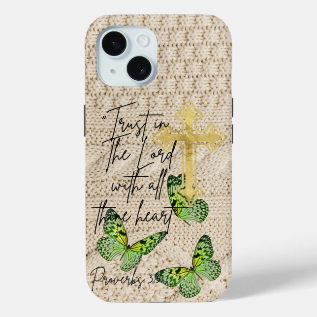 Coques Case-Mate iPhone Vêtements tricotés de foi inspirants Croix Papillo (Verso)