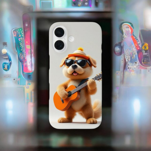 Coques Case-Mate iPhone Vibes à mâchoires : Chien mignon avec guitare (Créateur téléchargé)