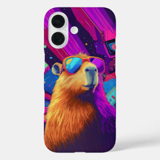 Coque Pour iPhone 16 Vibes Capybara Retro Design