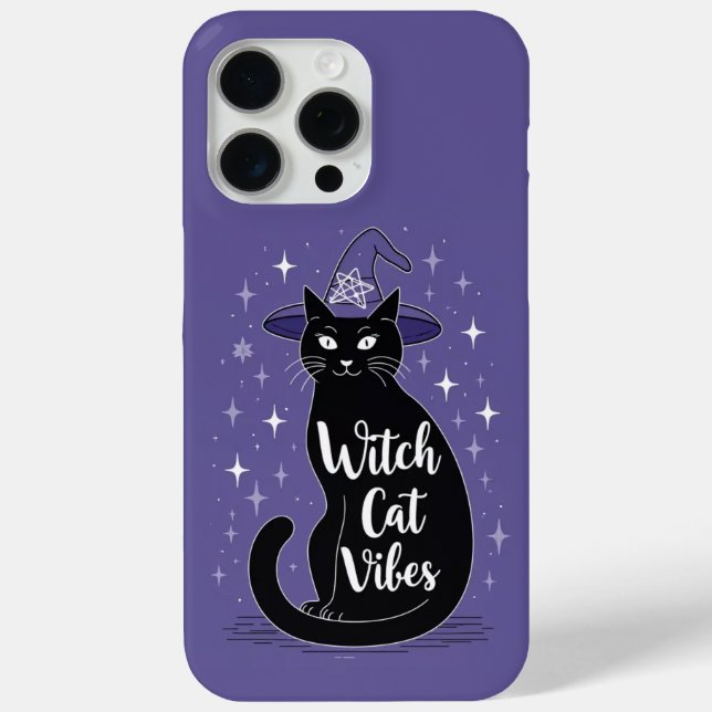 Coques Case-Mate iPhone Vibes de Chat Sorcière Violet Halloween iPhone 15 (Verso)