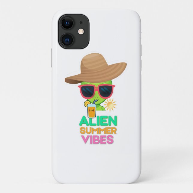 Coques Case-Mate iPhone Vibes de plage estivale rétro alien (Dos)