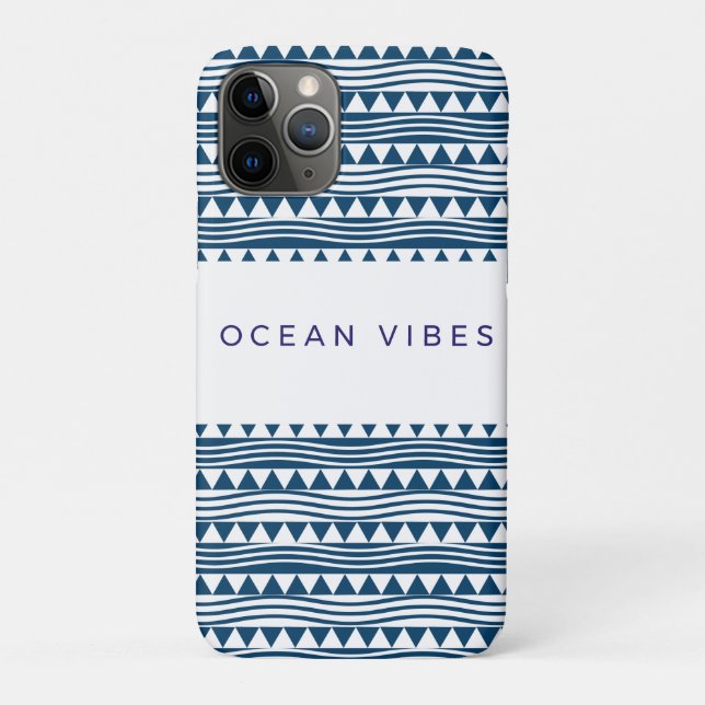 Coques Case-Mate iPhone Vibes océaniques géométriques – côte bleu marine (Dos)
