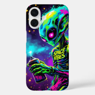 Coque Pour iPhone 16 Vibes spatiales Alien Neon