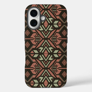 Coque Pour iPhone 16 Vibes tribales - Motif aztèque géométrique terrest