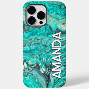 Coque Case-Mate iPhone Vibrant Abstrait flux de peinture Turquoise Vert p