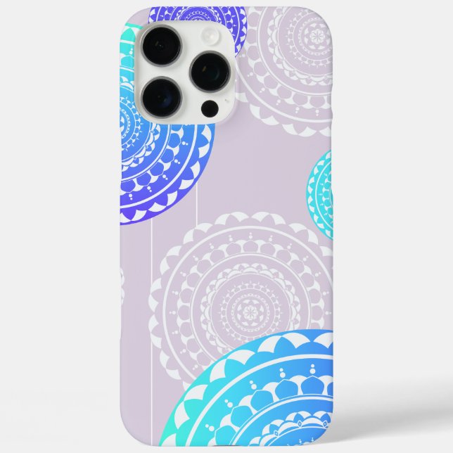 Coques Case-Mate iPhone Vibrant Aqua Blue Random Mandala sur rose (Verso)