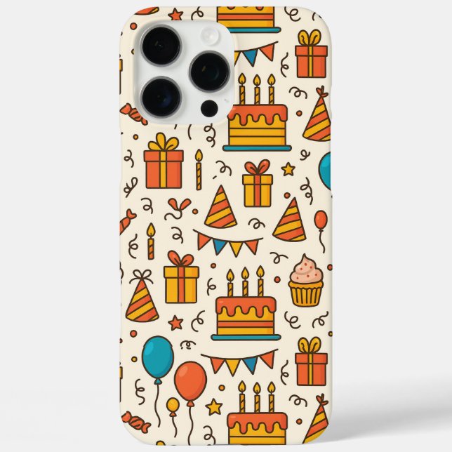 Coques Case-Mate iPhone Vibrant Birthday Party Seamless Pattern (Verso)