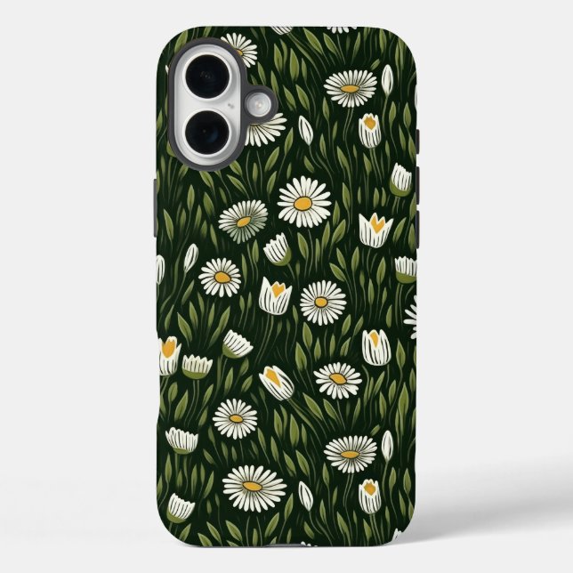 Coques Case-Mate iPhone Vibrant Daisy Pattern with Lush Green Accents (Verso)