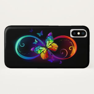 Case-Mate iPhone Case Vibrant infinity with rainbow butterfly on black