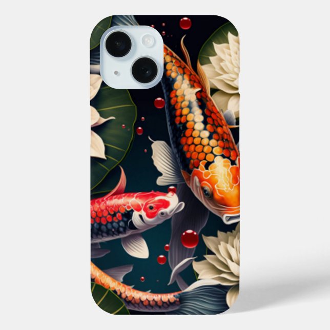 Coques Case-Mate iPhone Vibrant Koi Fish and Lotus Flower Pond Art (Verso)