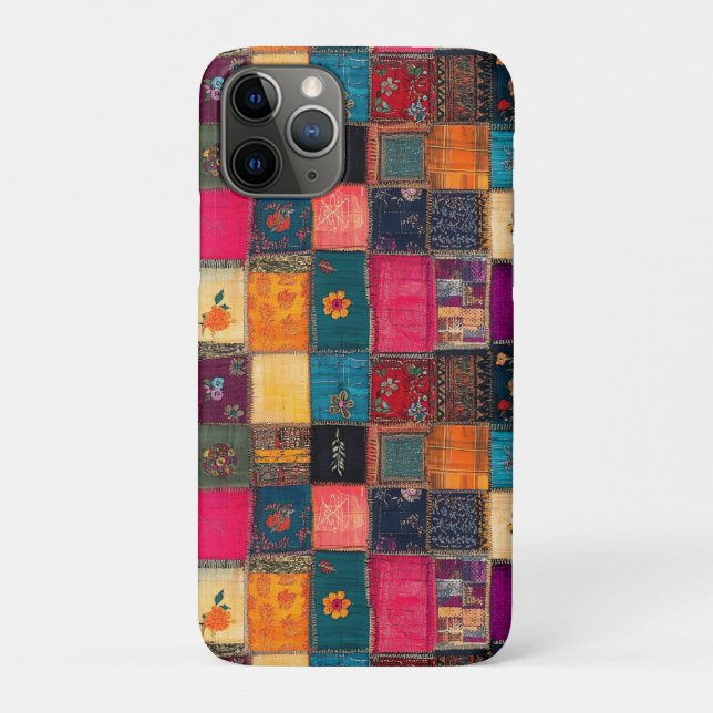 Coques Case-Mate iPhone Vibrant Patchwork Quilt with Classic Florals (Dos)