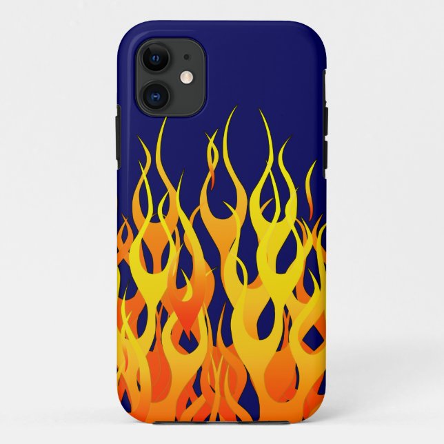 Coques Case-Mate iPhone Vibrant Racing Flames on Navy Blue (Dos)