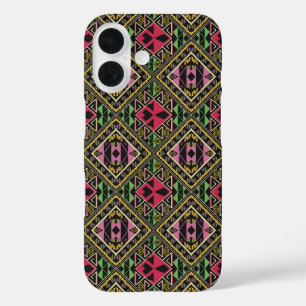 Coque Pour iPhone 16 Vibrant rose et vert tissu Abstrait Art