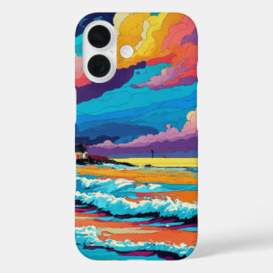 Coque Pour iPhone 16 Vibrant Sunset Beach Vaves Design artistique