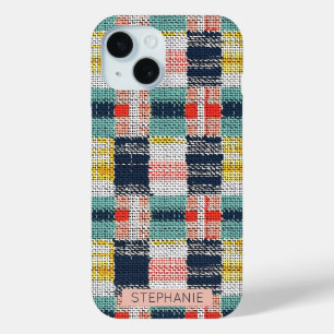 Coque Case-Mate iPhone Vibrant tissé plaid - Retro Boho À damiers Motif