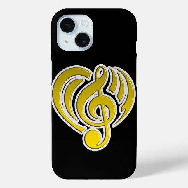Coques Case-Mate iPhone Vibrations Amour Musical Cœur Jaune Note De Musiqu (Verso)