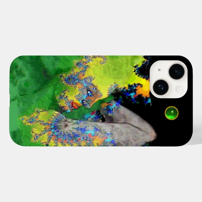Coques Case-Mate iPhone VIBRATIONS DE LA MATIÈRE Femme fractale verte (Verso (horizontal))