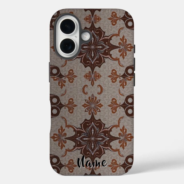 Coques Case-Mate iPhone Victorian Damask Brown Cuivre Motif (Verso)