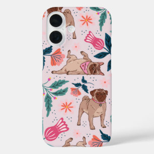 Coque Pour iPhone 16 Vie de carlin en fleur mignon chien floral