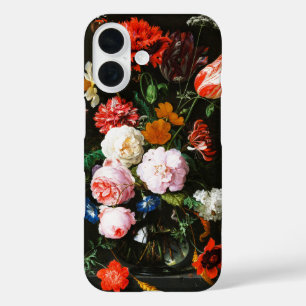 Coque Pour iPhone 16 Vie morte avec des fleurs dans un Vase de verre cl