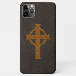 Coque iPhone 11 Pro Max Vieille croix en cuir d'impression