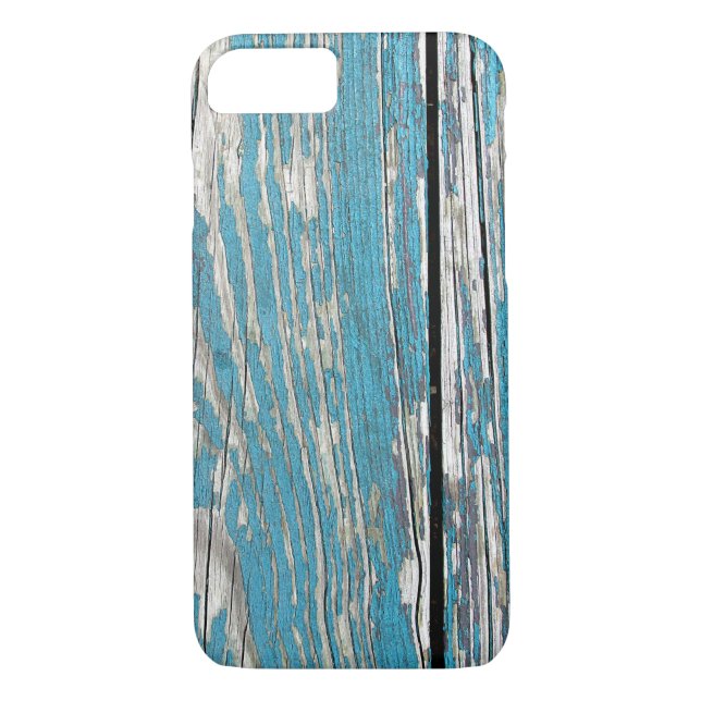 Coques Case-Mate iPhone Vieille peinture bleue criquée sur le bois (Dos)