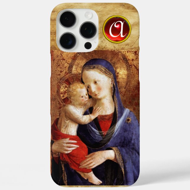 Coques Case-Mate iPhone VIERGE AVEC ENFANT Rouge Ruby Monogramme (Verso)