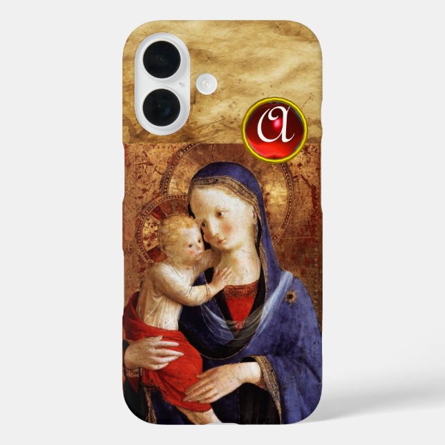 Coques Case-Mate iPhone VIERGE AVEC ENFANT Rouge Ruby Monogramme (Verso)