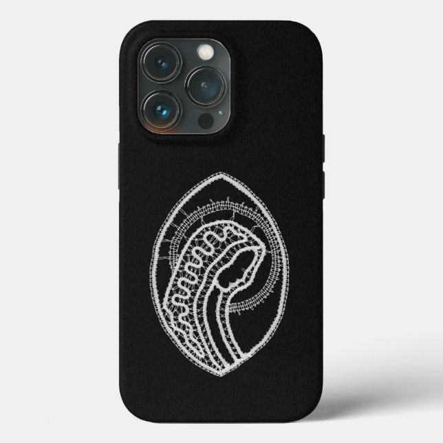 Coques Case-Mate iPhone Vierge Marie Bienheureuse Catholique Broderie Blan (Verso)