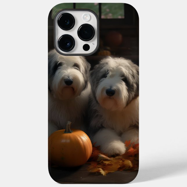 Coques Case-Mate iPhone Vieux anglais Sheepdog Chiot Chiot Automne Citroui (Verso)