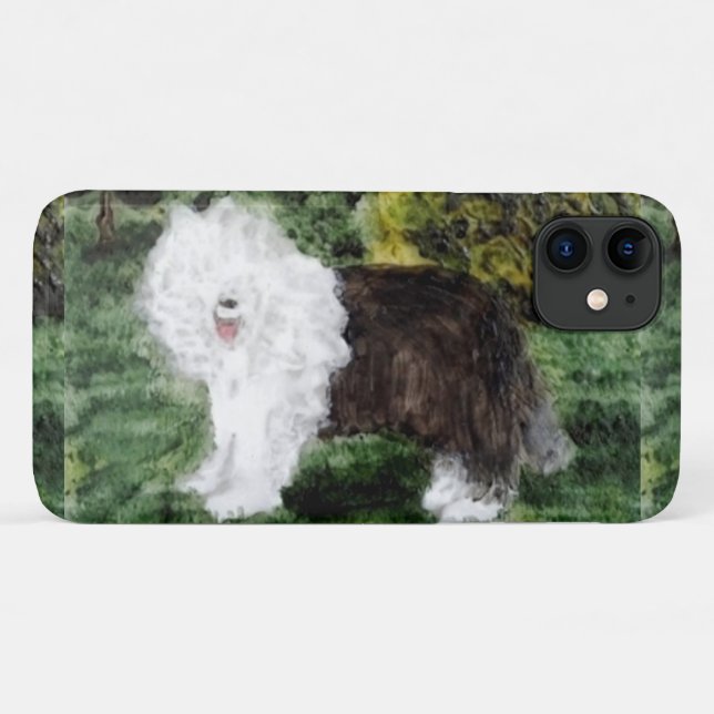 Coques Case-Mate iPhone Vieux anglais Sheepdog Peinture Chien mignon (Dos (Horizontal))