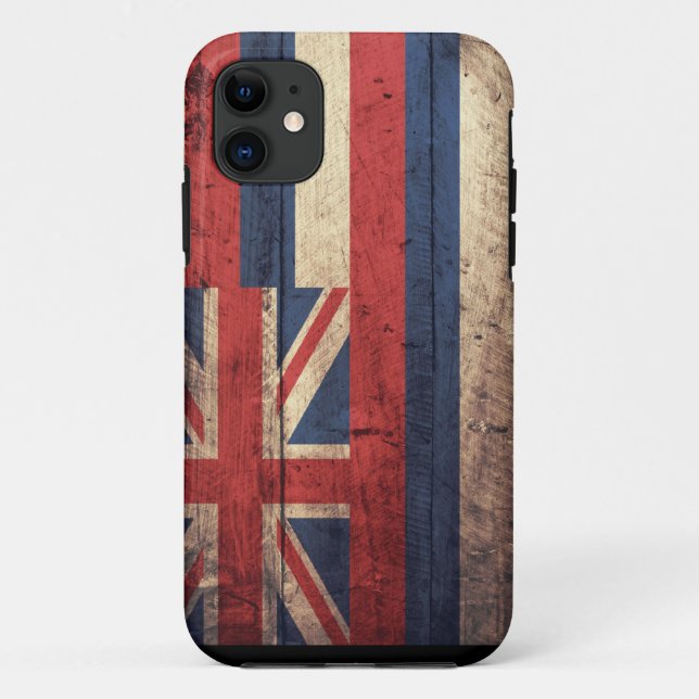 Coques Case-Mate iPhone Vieux cas en bois de l'iPhone 5 de drapeau d'Hawaï (Dos)