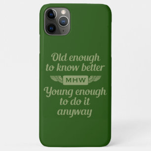 Case-Mate iPhone Case Vieux contre Jeunes casques de monogramme personna