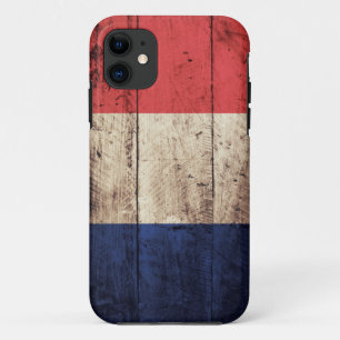 Coque iPhone 11 Vieux drapeau en bois de la France