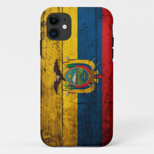 Coque iPhone 11 Vieux drapeau en bois de l'Equateur