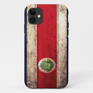 Coque iPhone 11 Vieux drapeau en bois de Rican de côte