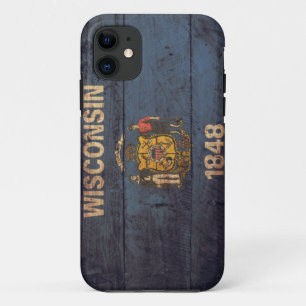 Coque Case-Mate Pour iPhone Vieux drapeau en bois du Wisconsin